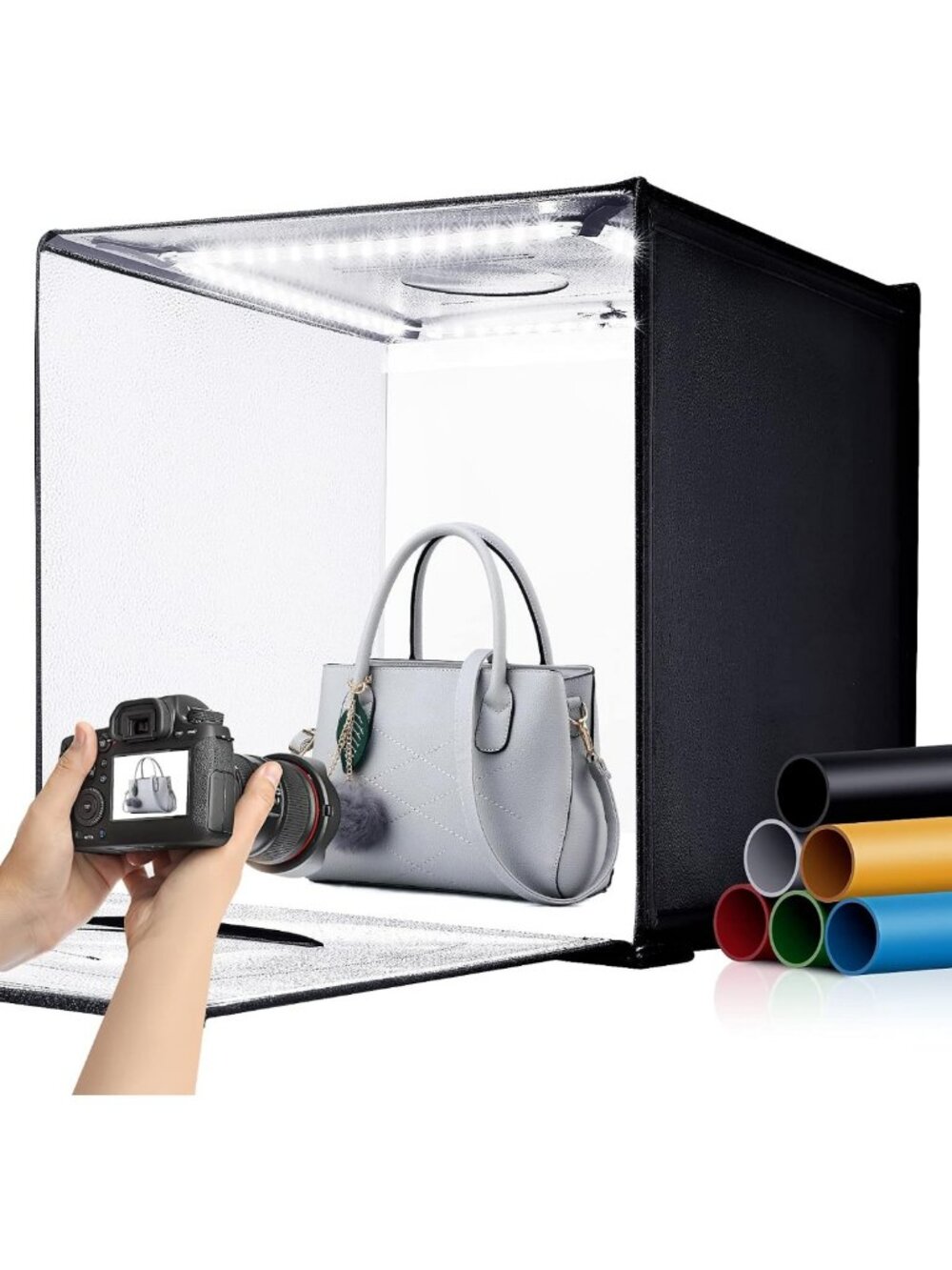 24x24" Foldable Photo Studio Light Box Kit - Bi-Color Dimmable Tent with 240